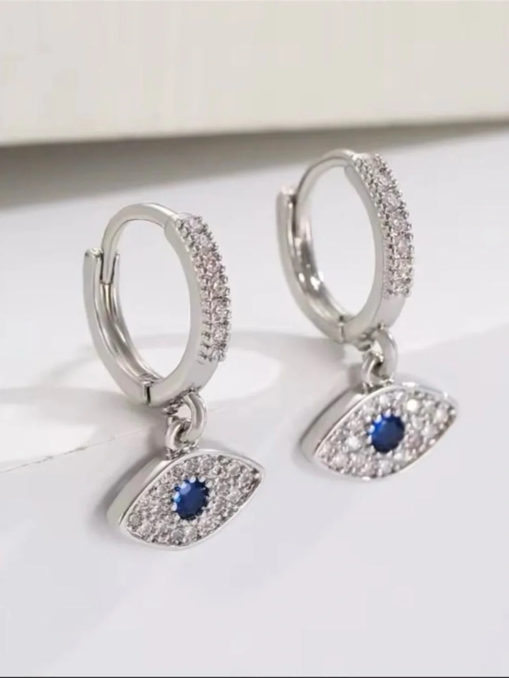 Evil Eye Silver Earrings For Women Stainless Steel Earrings -Makes a Great Gift